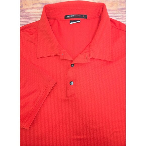 Tiger Woods Collection Nike Red Polo Shirt Large Dri-Fit Short Sleeve - Picture 4 of 8